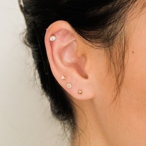 Cubic Zirconia + Gold Tiny Stud Earrings